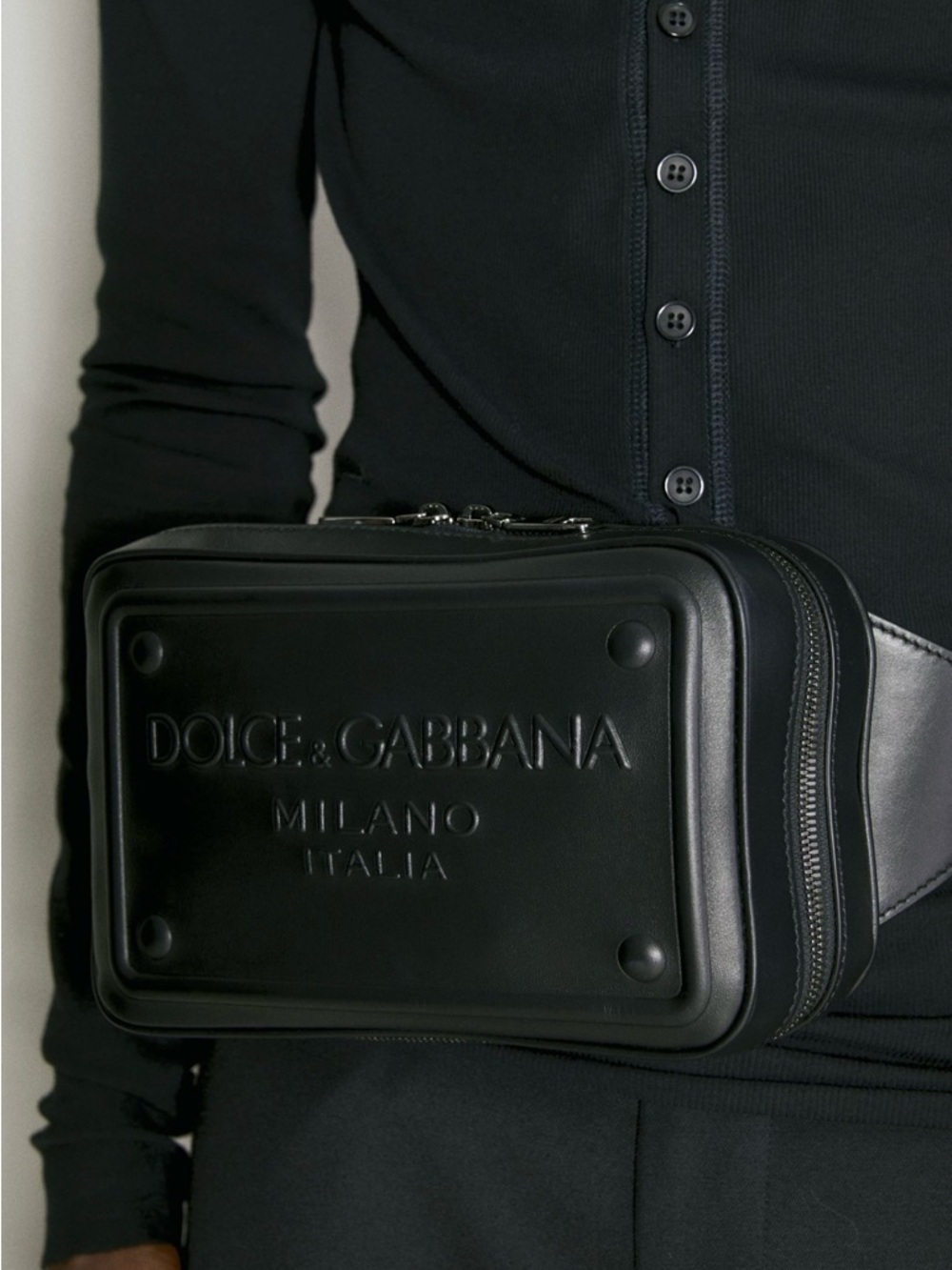 Dolce & Gabbana Embossed Black Leather Bag - Picture 3 of 11